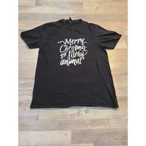District large women's black Christmas tee
